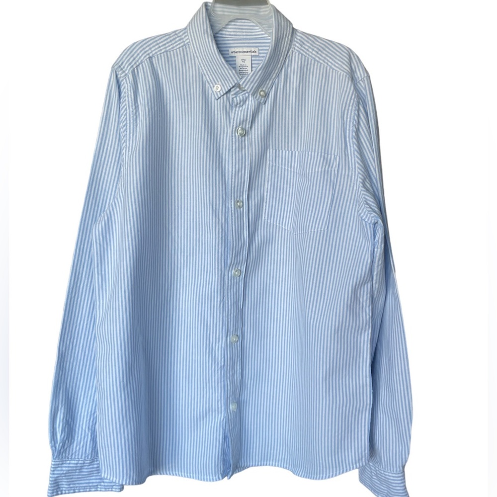 Amazon Essentials Long Sleeve Blue Striped Casual Buttondown Shirt